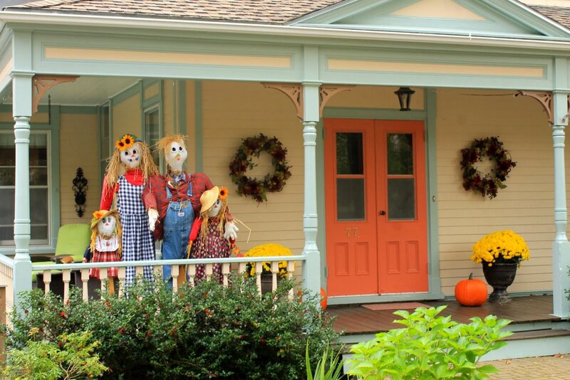 Scarecrows on Porch — Orange