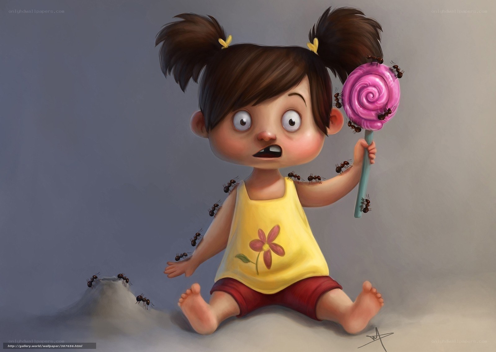 scared girl with ants