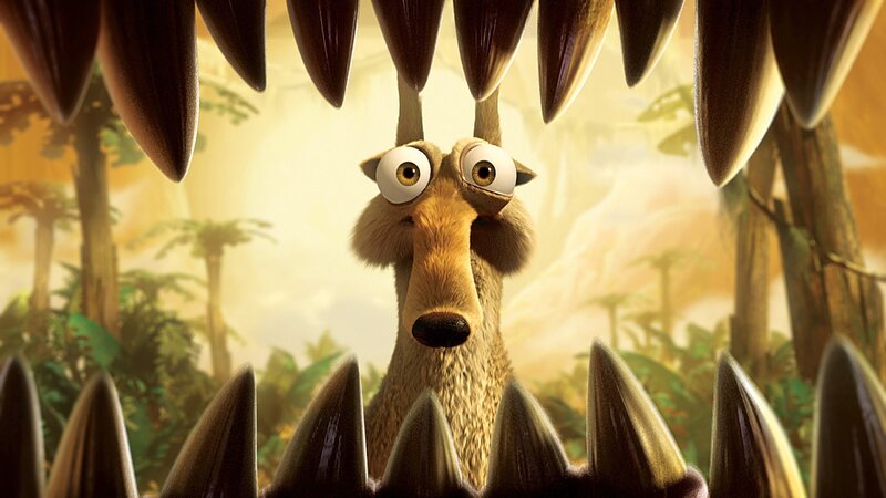 Scared sloth in dinosaur mouth