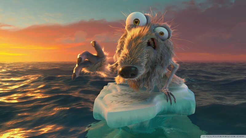 Scared sloth on ice floe