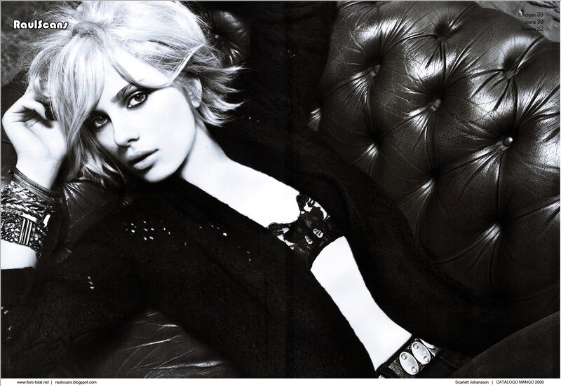 Scarlett Johansson in black and white