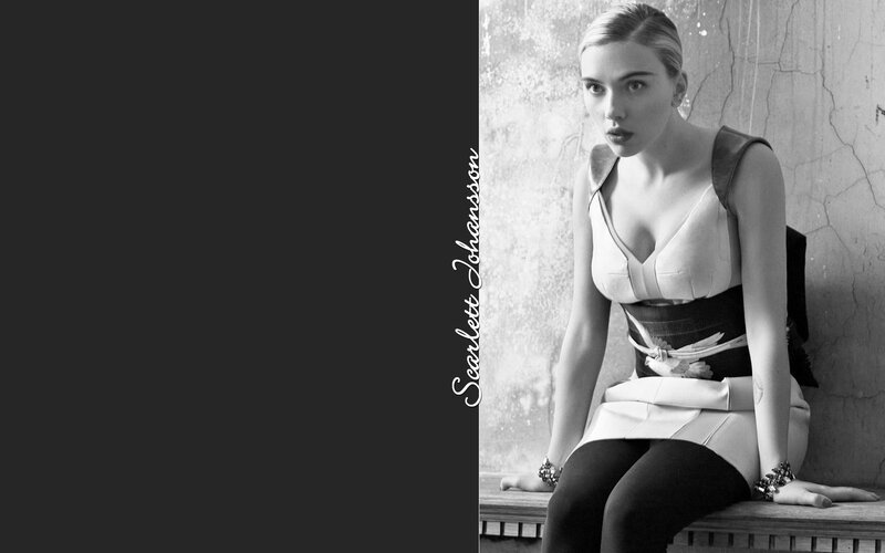 Scarlett Johansson in black and white