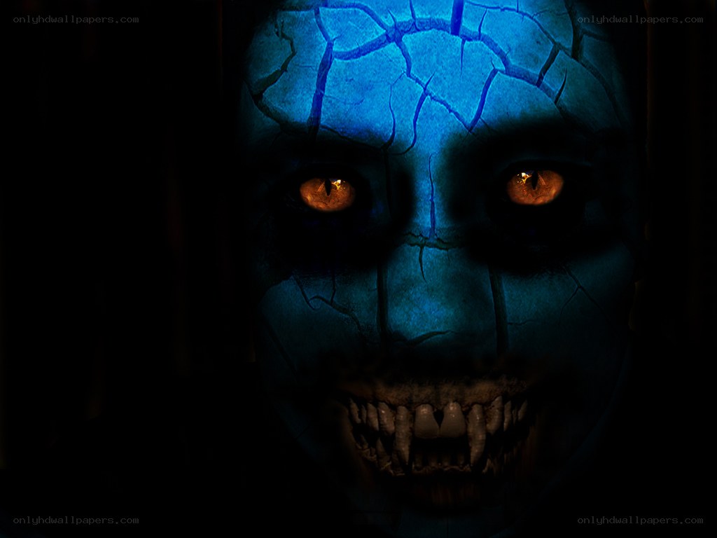 scary blue monster face