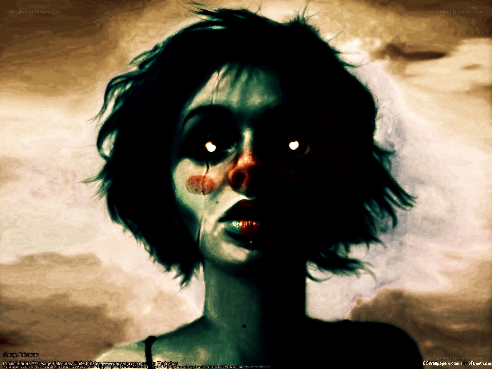 scary clown face portrait
