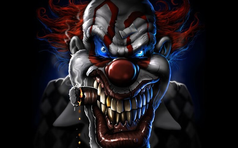 Scary Clown with Cigar — Black, Dark