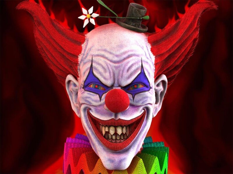 scary clown with red hair
