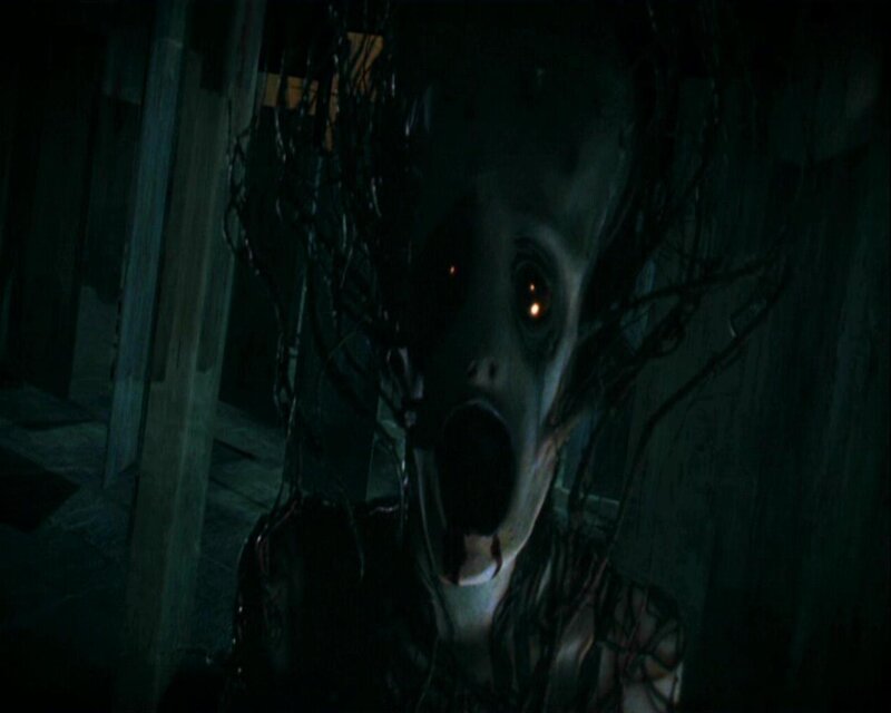 scary creature in dark room