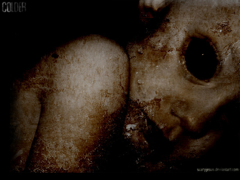 scary doll face close-up