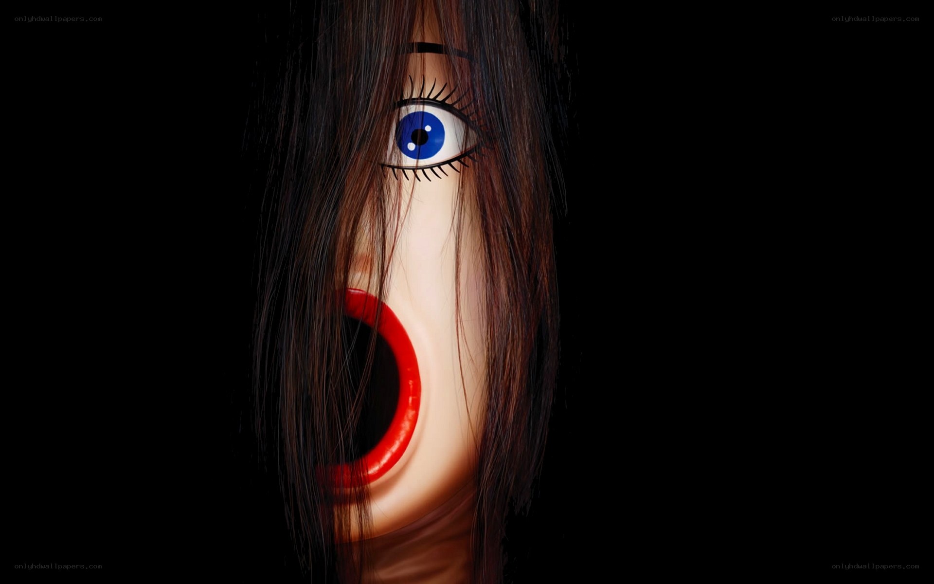 scary doll face close-up