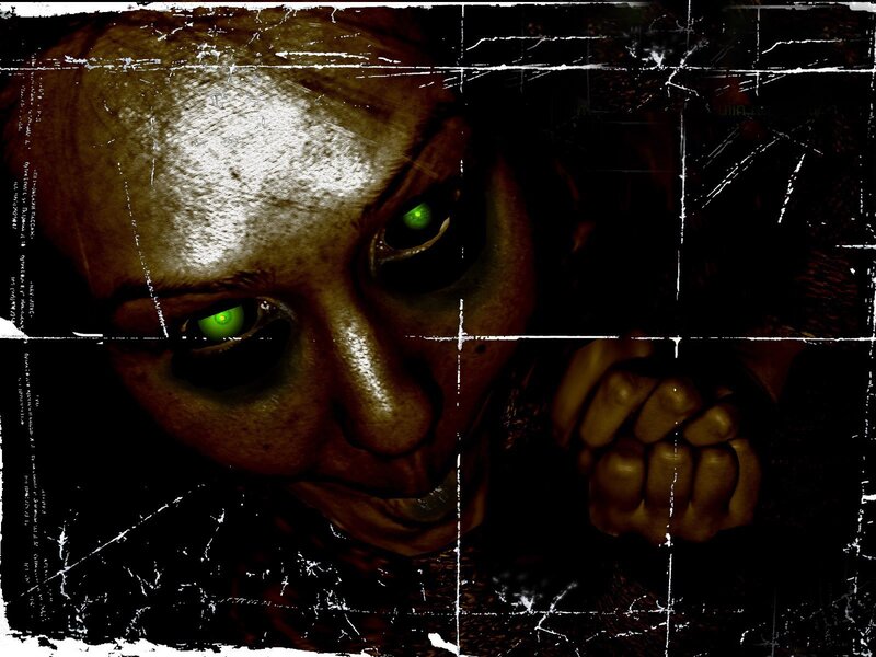 scary face with glowing eyes
