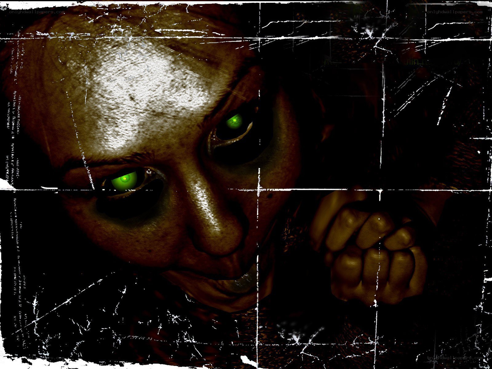 scary face with glowing eyes