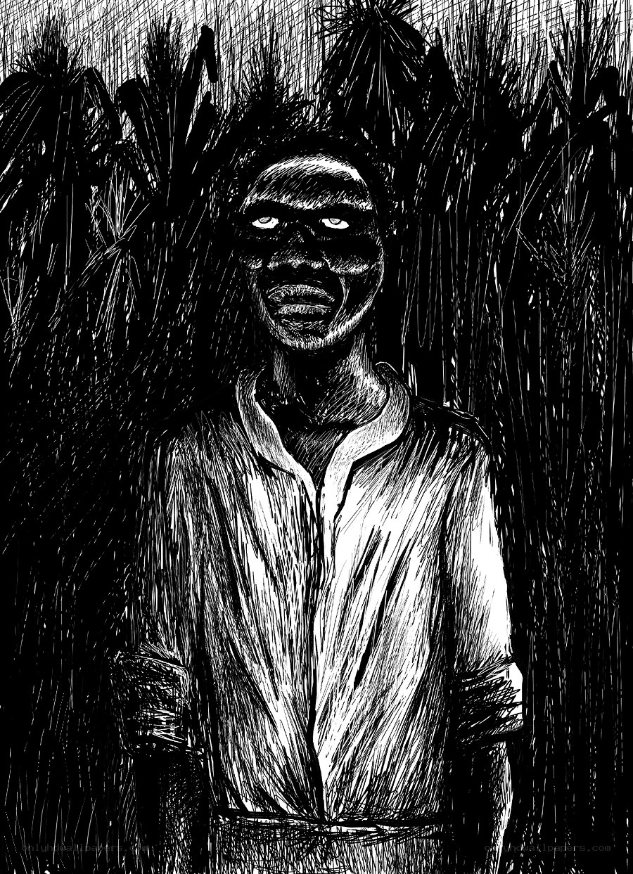 scary figure in cornfield