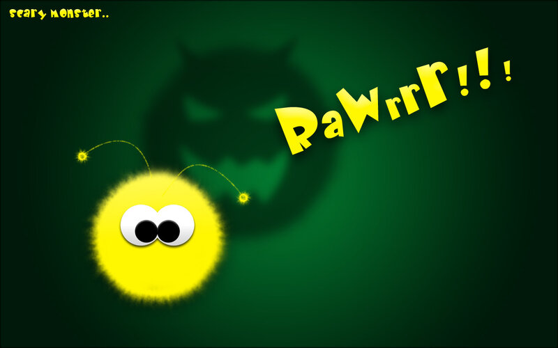 scary monster with yellow creature