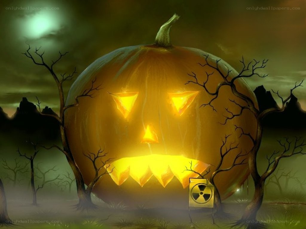 scary pumpkin in a spooky forest