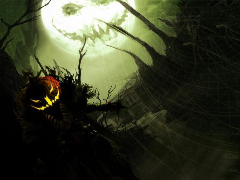 scary pumpkin in moonlight