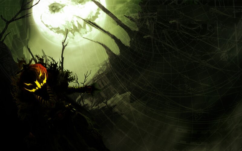 scary pumpkin monster at night