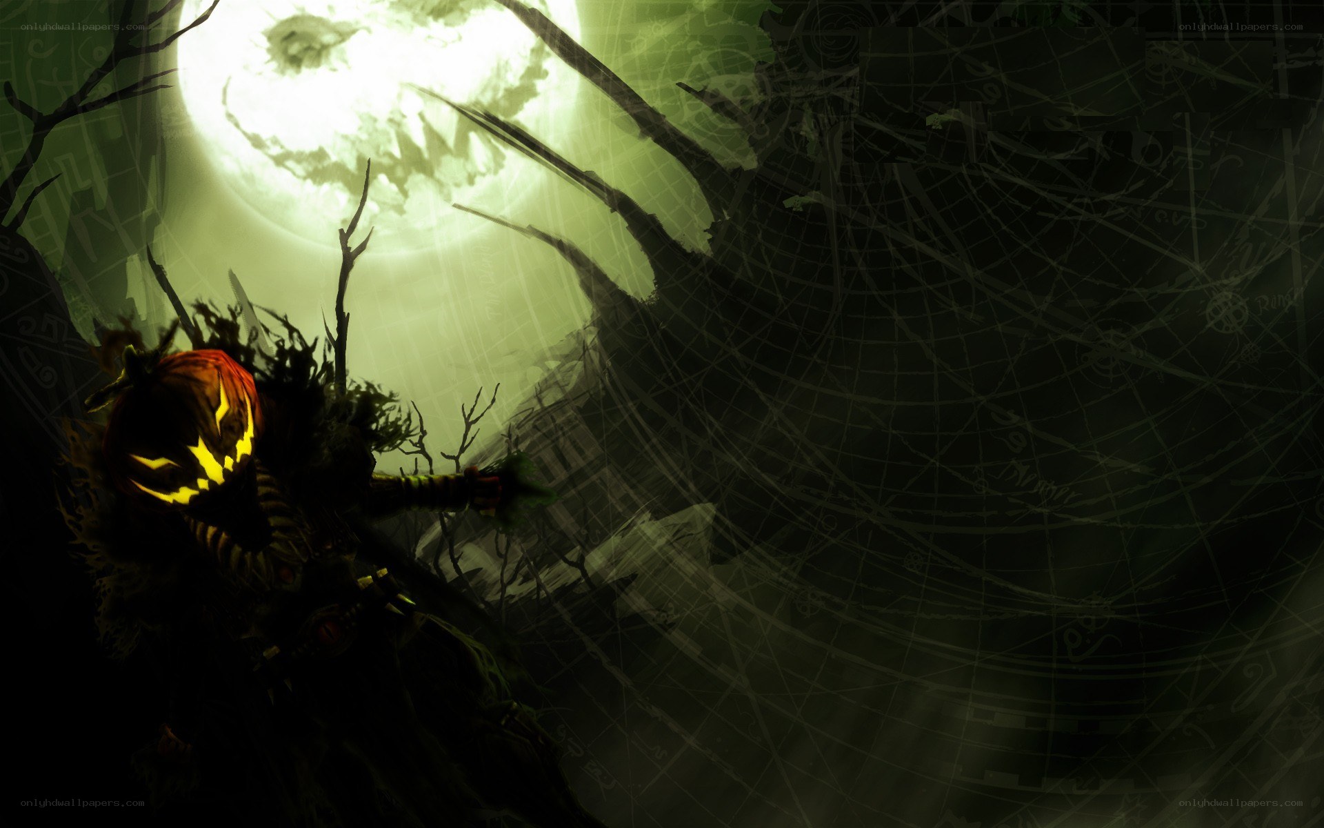 scary pumpkin monster at night