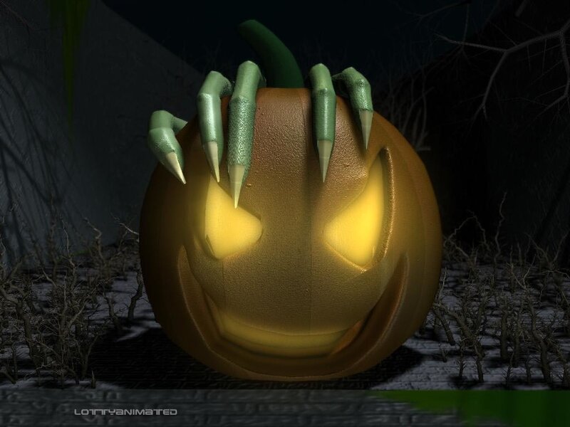 scary pumpkin with claws