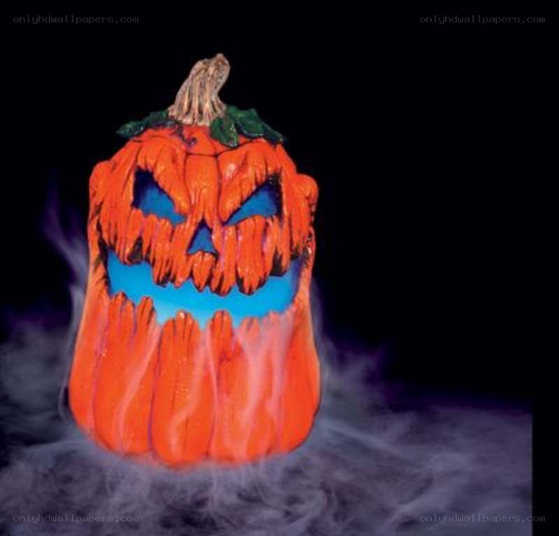 scary pumpkin with smoke