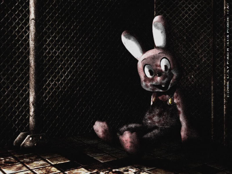 scary rabbit in a cage