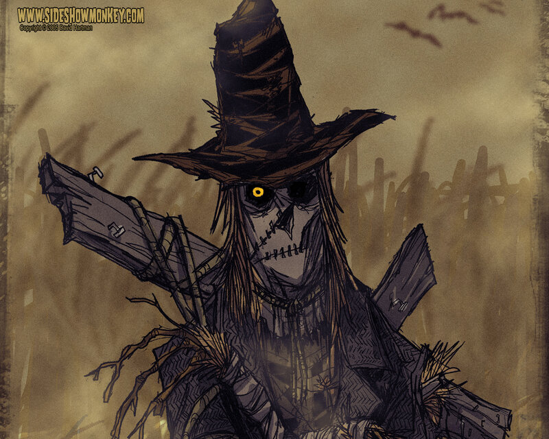 scary scarecrow in field