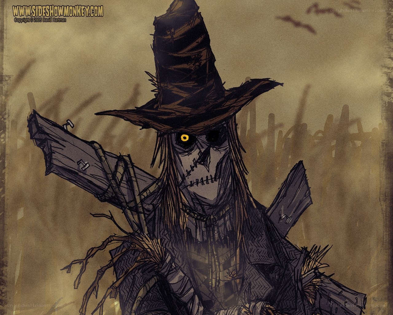 scary scarecrow in field