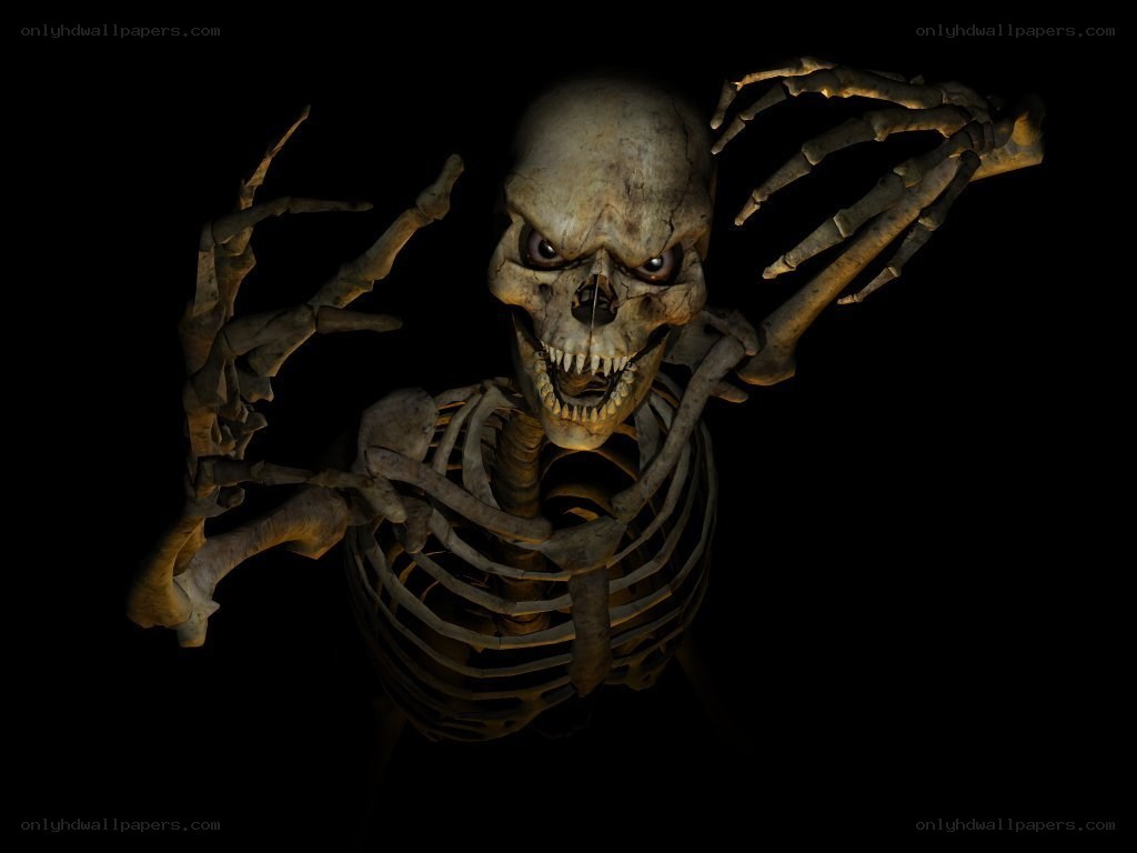 scary skeleton with glowing eyes