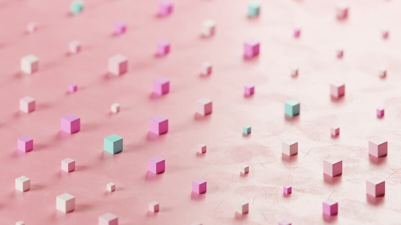 Scattered Cubes on Pink Surface