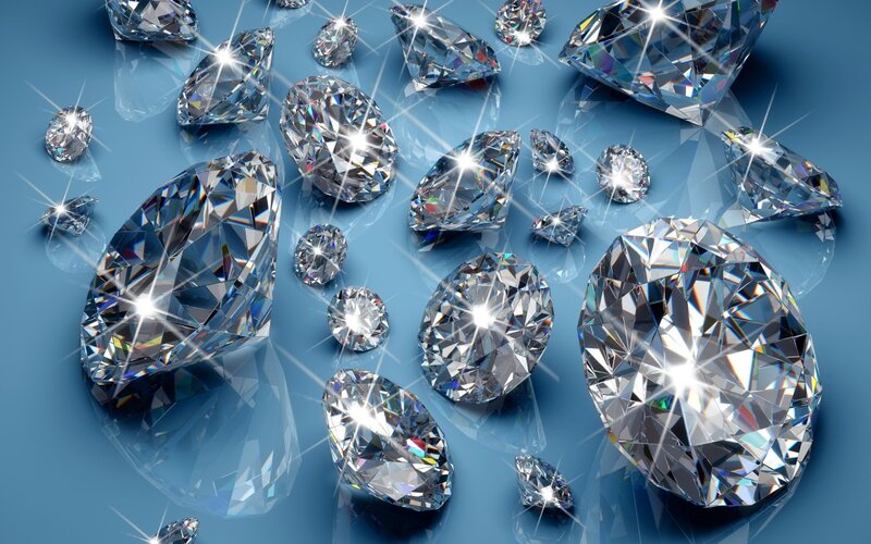 Scattered Diamonds on Blue — Sparkling