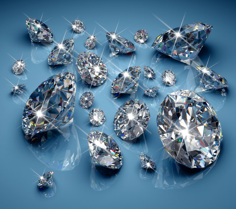 Scattered Diamonds on Blue