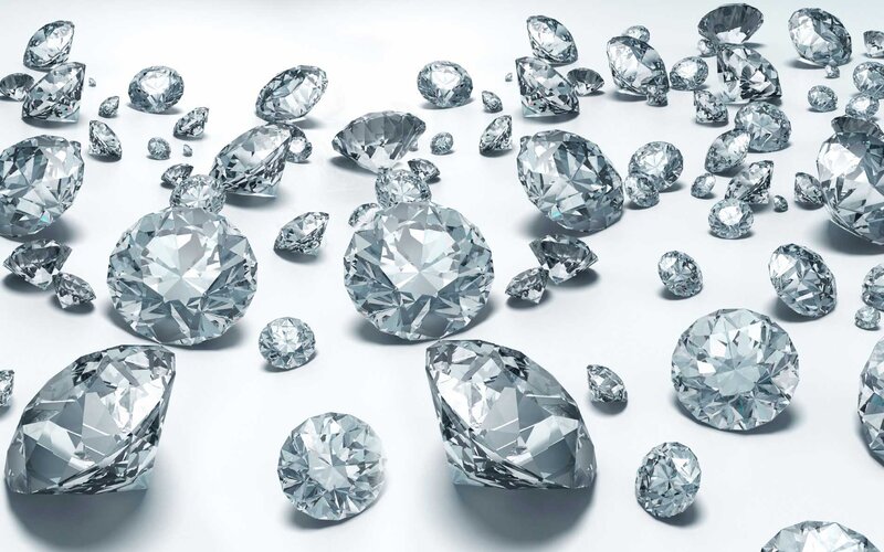 Scattered Diamonds on White
