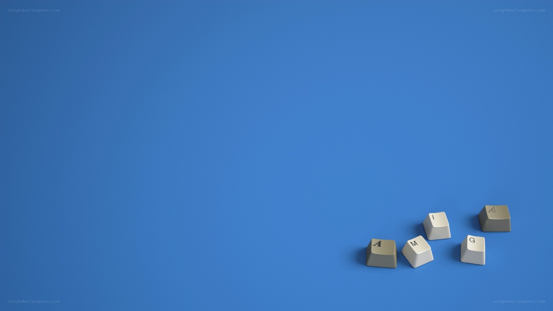 scattered keyboard keys on blue