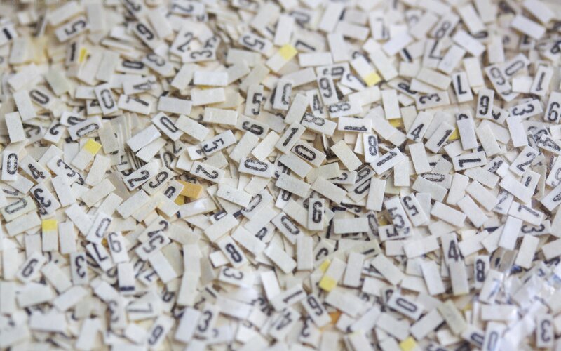 scattered number tiles
