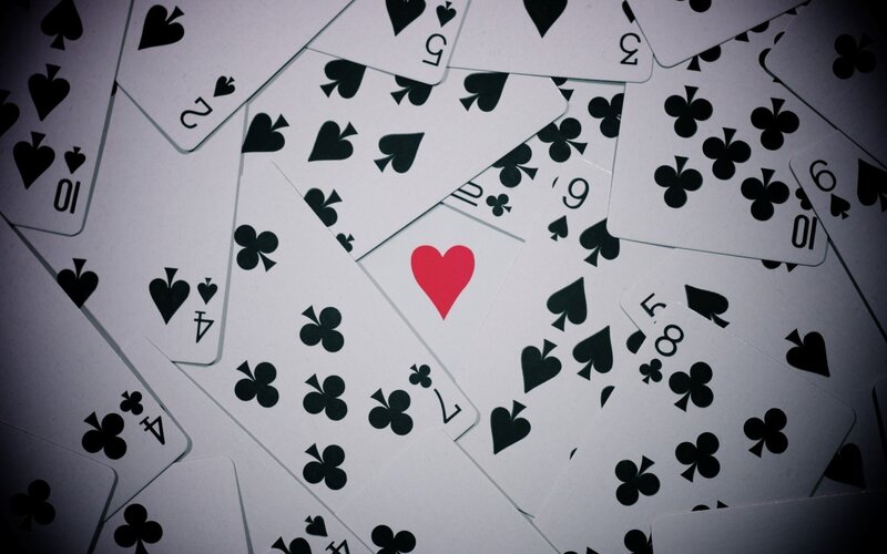 Scattered Playing Cards — White, Neutral