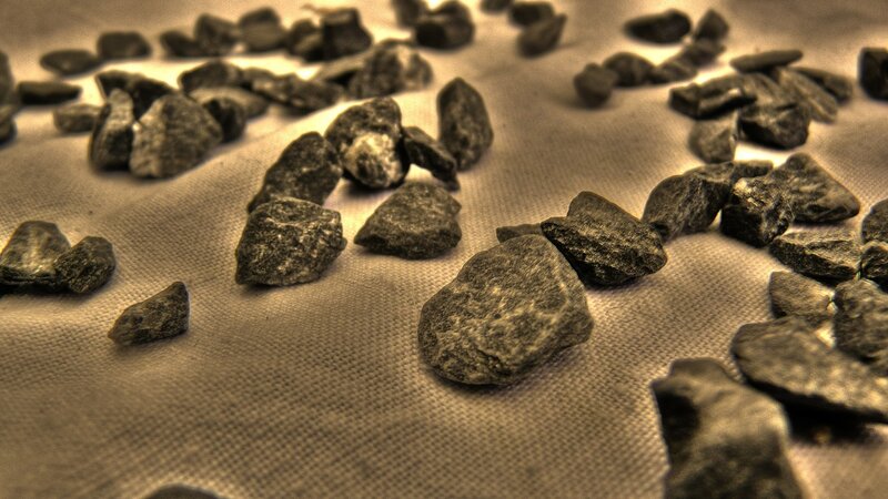 scattered rocks on fabric