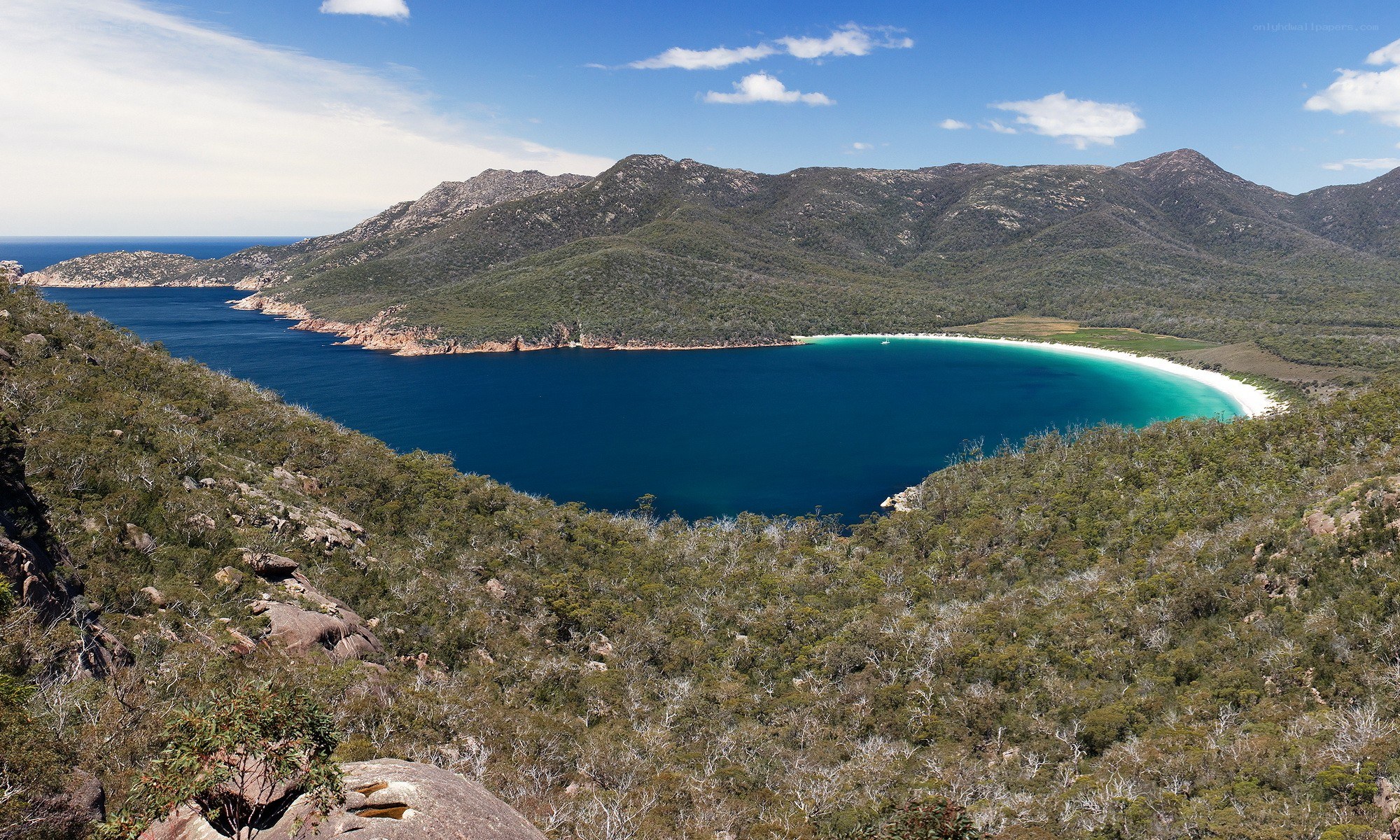 scenic bay with white sand beach