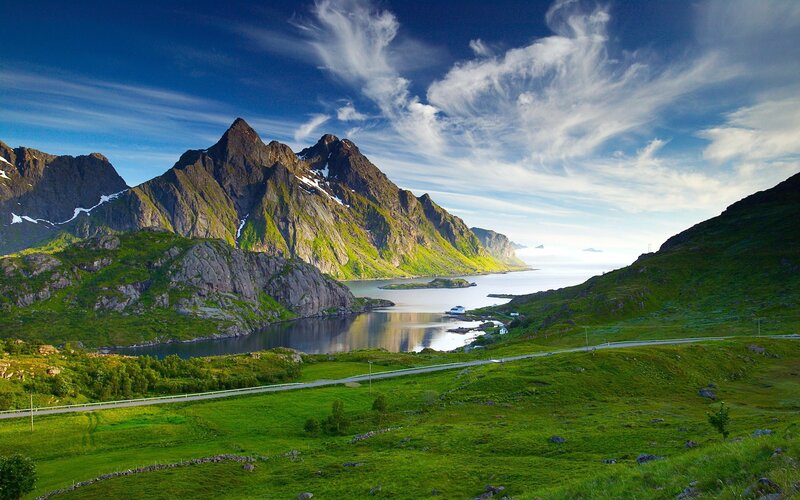 Scenic fjord landscape with mountains