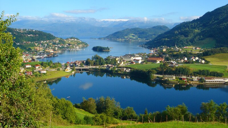 Scenic fjord town in Norway