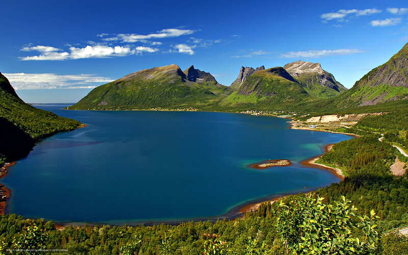 Scenic fjord with mountains
