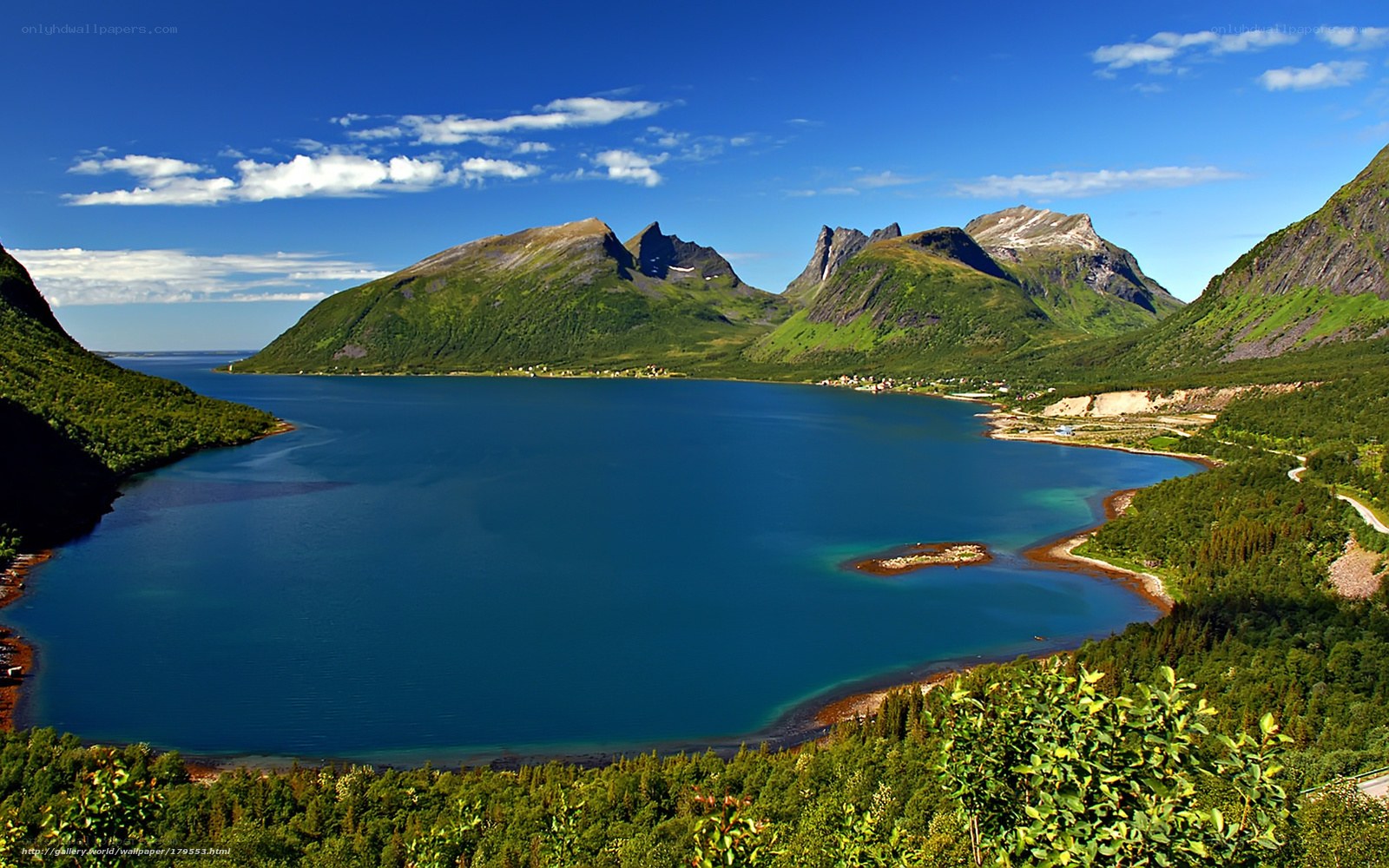 Scenic fjord with mountains