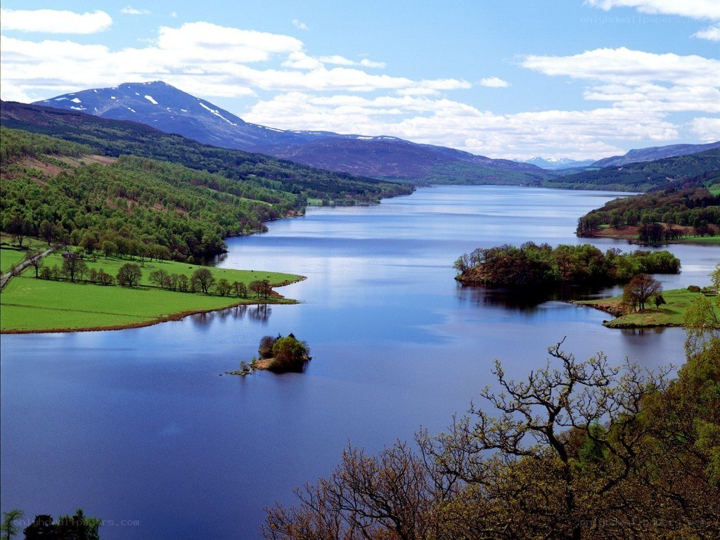 Scenic lake with mountains