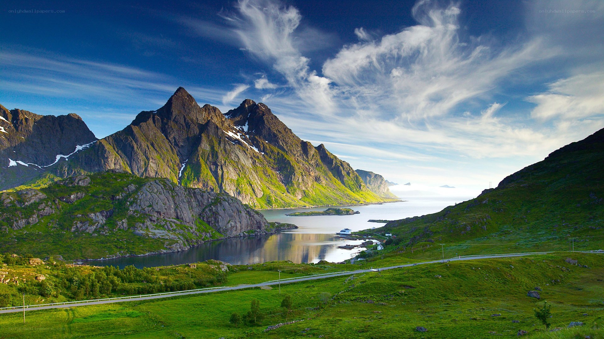 Scenic mountain fjord landscape