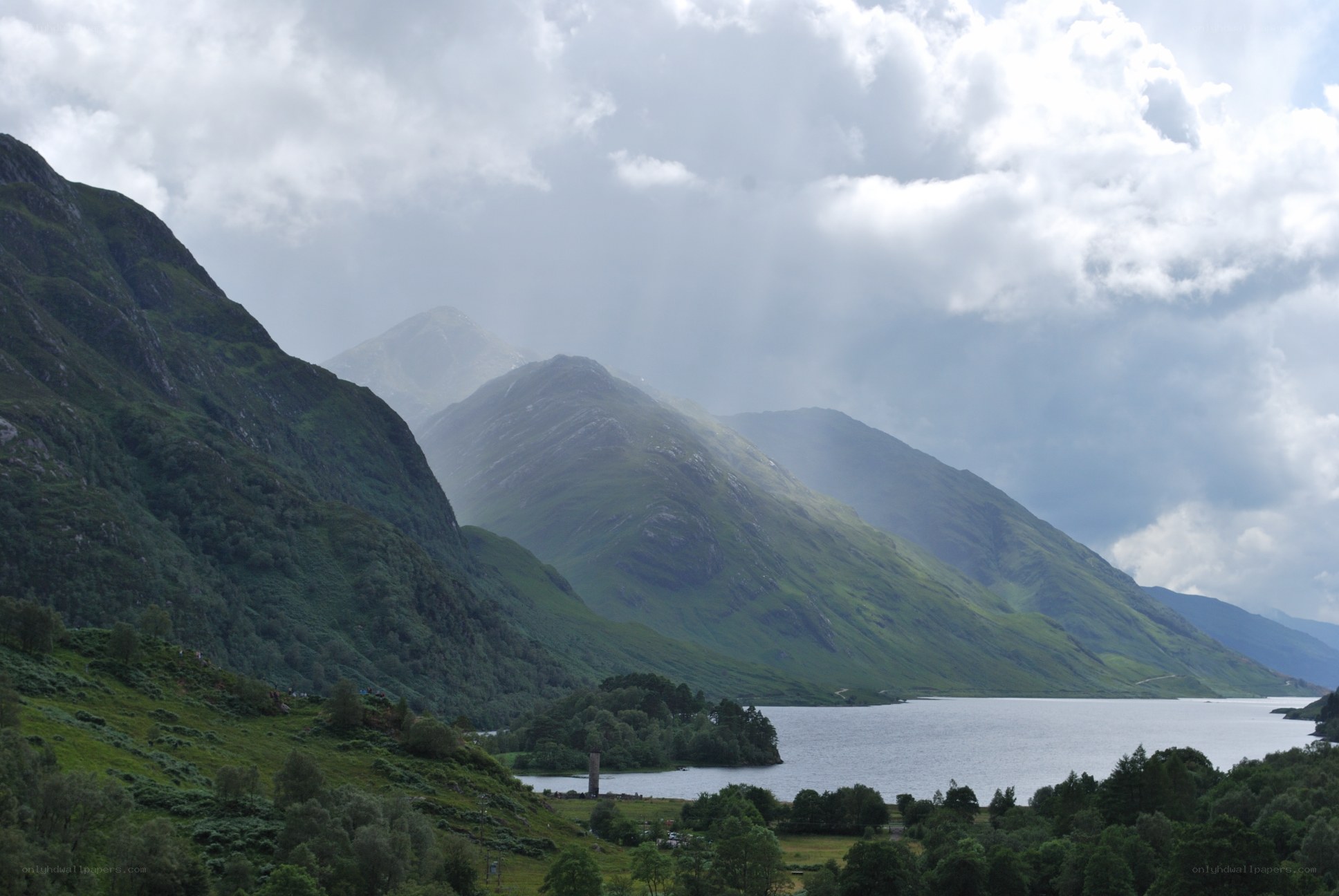 Scenic mountain lake landscape