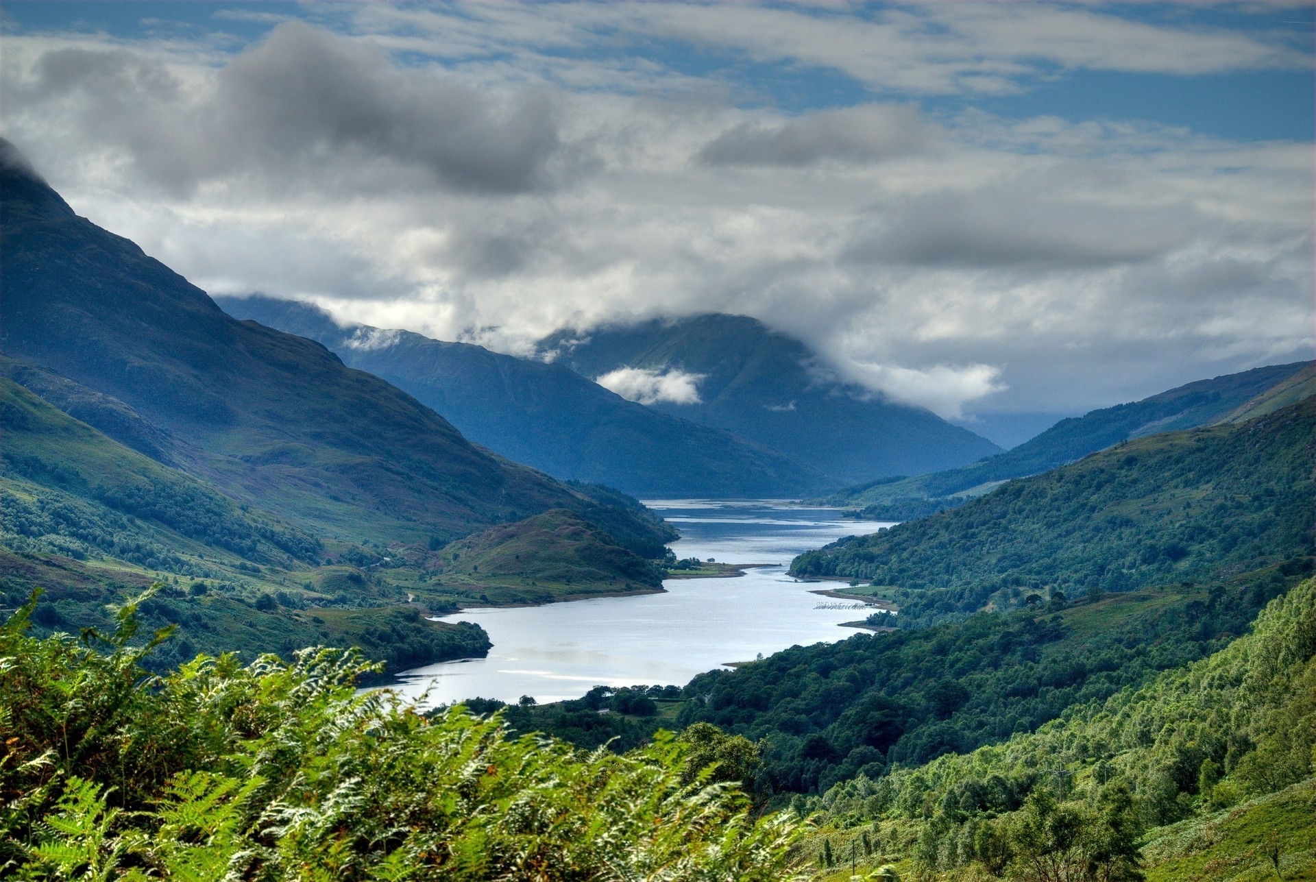 Scenic mountain lake view