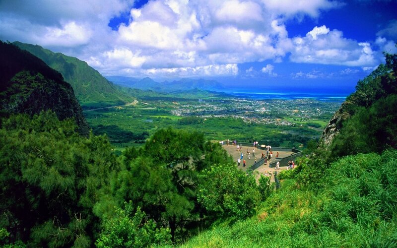 Scenic overlook of a tropical valley