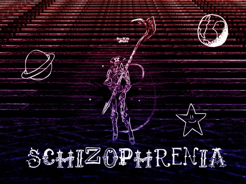 Schizophrenia artwork with skeleton