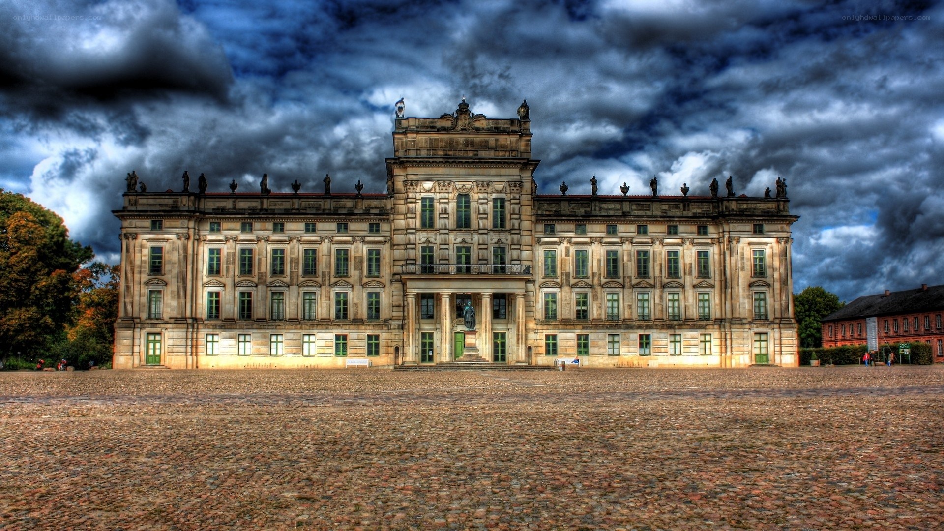Schloss Bruchsal under stormy sky