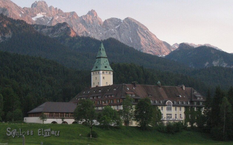 Schloss Elmau with mountain backdrop