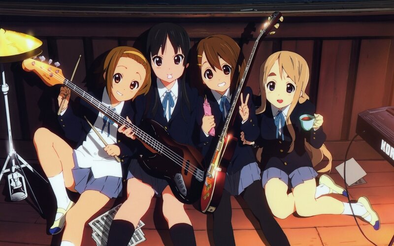School band girls with instruments
