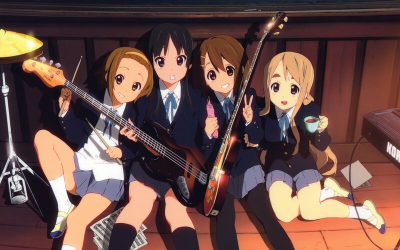 School band girls with instruments